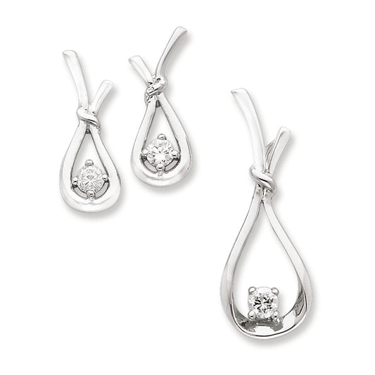 Sterling Silver CZ Slide & Earring Set