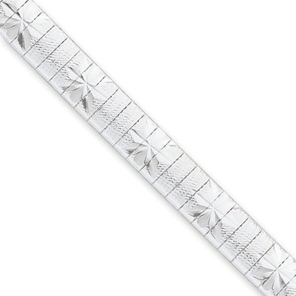 Sterling Silver D-C Polished & Textured Fancy Cubetto Bracelet