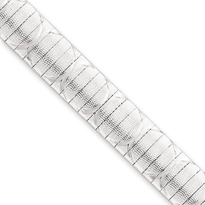 Sterling Silver D-C Polished & Textured Fancy Cubetto Bracelet