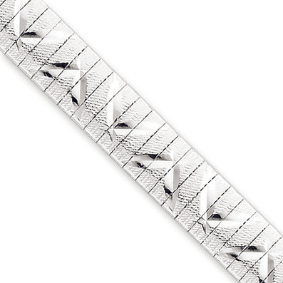 Sterling Silver D-C Polished & Textured Fancy Cubetto Bracelet