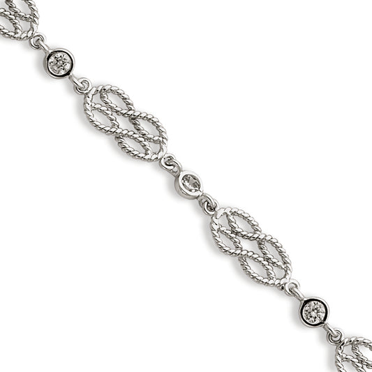 Sterling Silver Infinity Knot CZ Bracelet