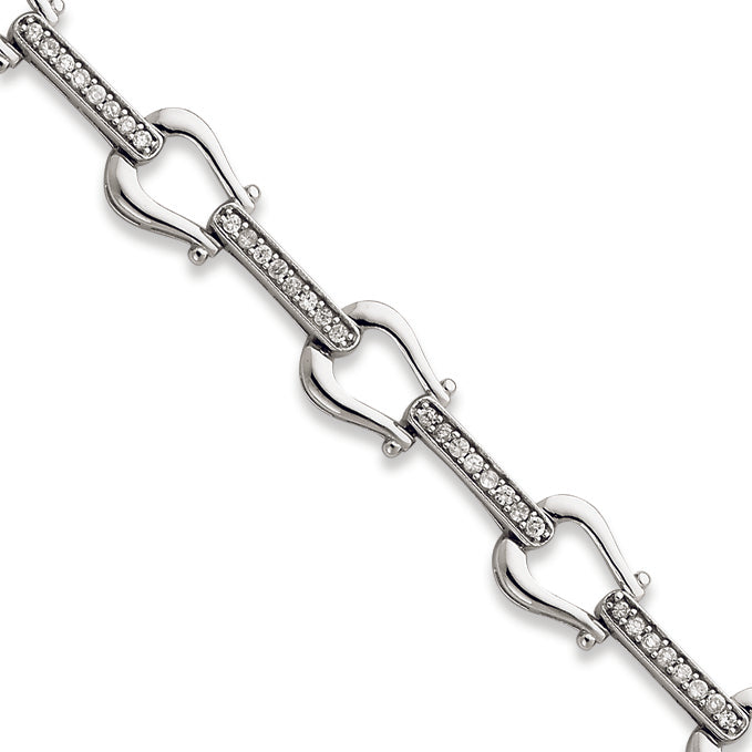 Sterling Silver 7.5in Fancy CZ Bracelet