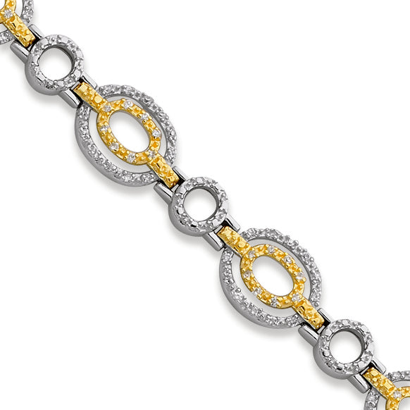 Sterling Silver 7.75in Alternating Circle and Double Oval Bracelet