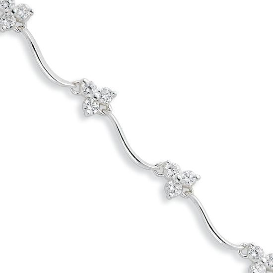 Sterling Silver & CZ Fancy Polished Bracelet