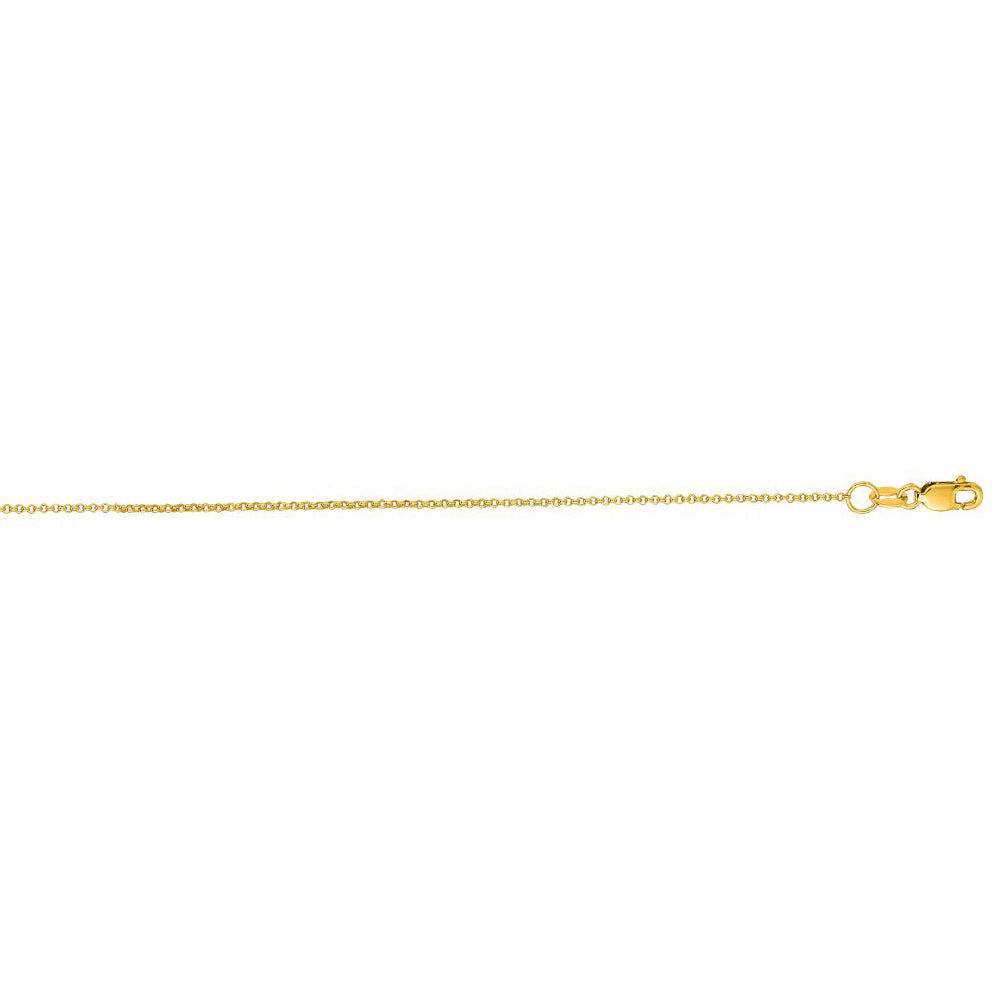 14K Solid Yellow Gold Diamond Cut Rolo Chain Necklace 1.1mm thick 16 Inches