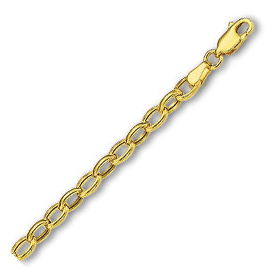 14K Solid Yellow Gold Oval Rolo Chain 4.6mm thick 18 Inches
