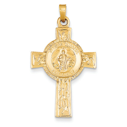 14K Gold Cross with St. Jude Medal Pendant