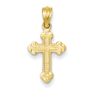 14K Gold Small Budded Cross Charm
