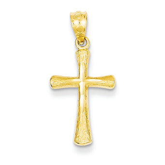 14K Gold Diamond-cut Cross Pendant