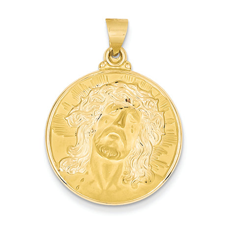 14K Gold Head of Christ Medal Round Pendant