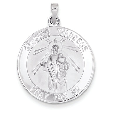 14K White Gold Saint Jude Medal Pendant