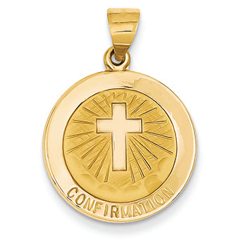 14K Gold Confirmation Medal Round Pendant