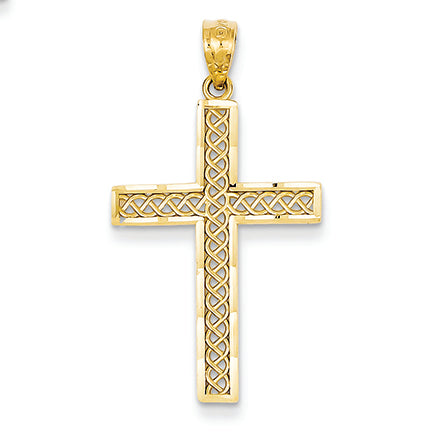 14K Gold Diamond-cut Filigree Cross Pendant