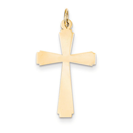 14K Gold Engravable Cross Charm