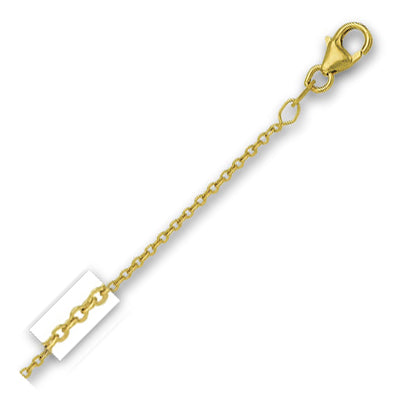 14K Solid Yellow Gold Round Cable Link Chain 1.5mm thick 16 Inches