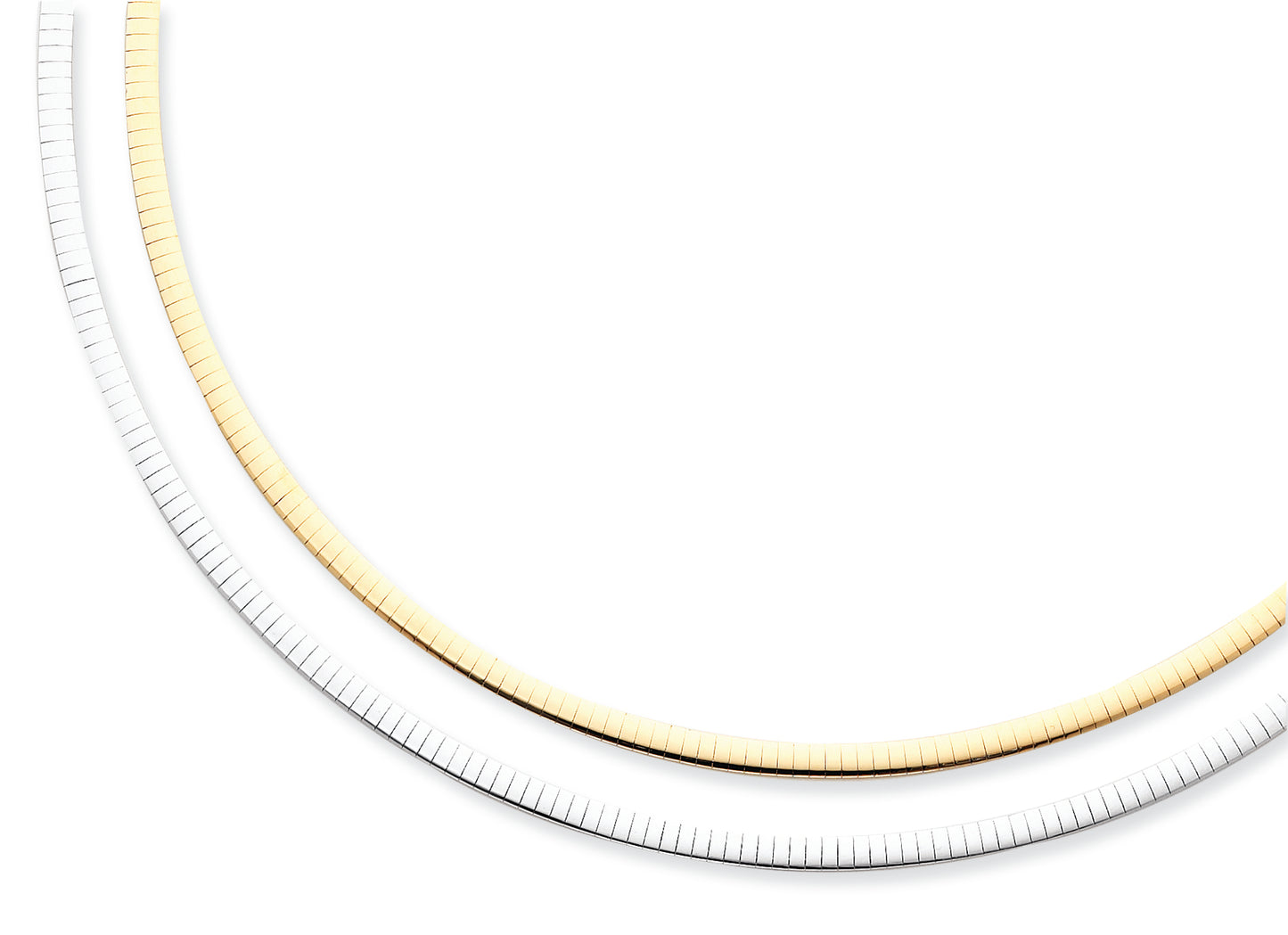14K Gold Two-tone Reversible 4mm Omega Necklace 16 Inches