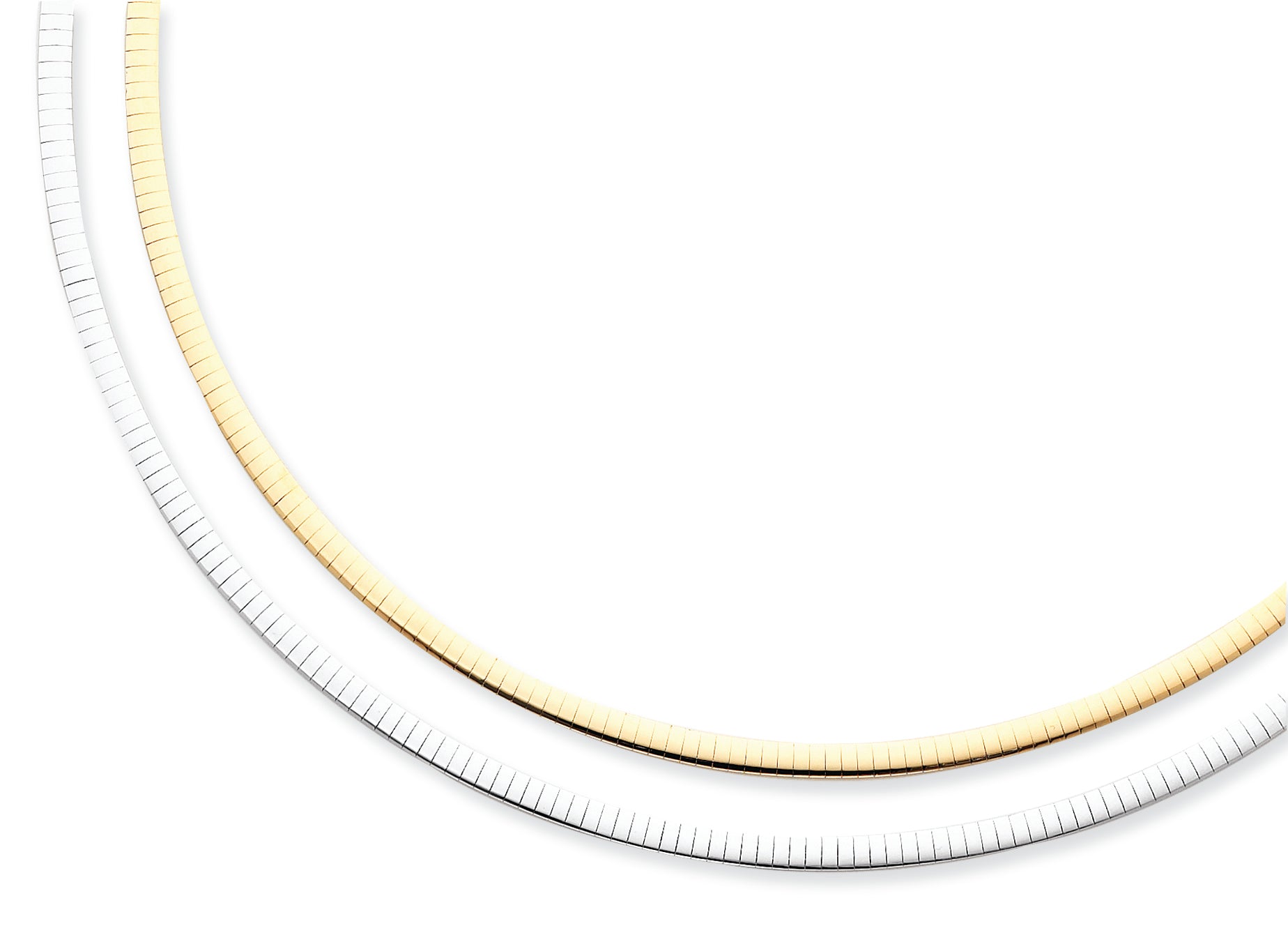 14K Gold Two-tone Reversible 4mm Omega Necklace 18 Inches
