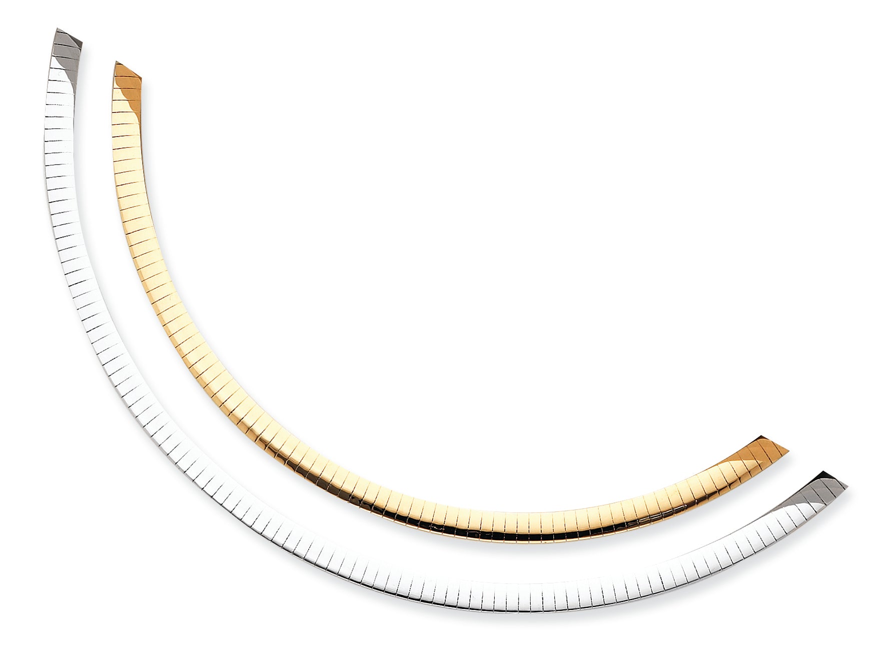 14K Gold Two-tone Reversible 5mm Omega Necklace 16 Inches