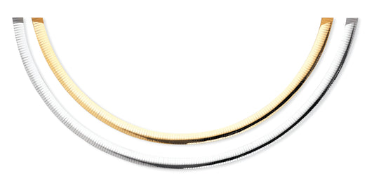 14K Gold Two-tone Reversible 8mm Omega Necklace 16 Inches