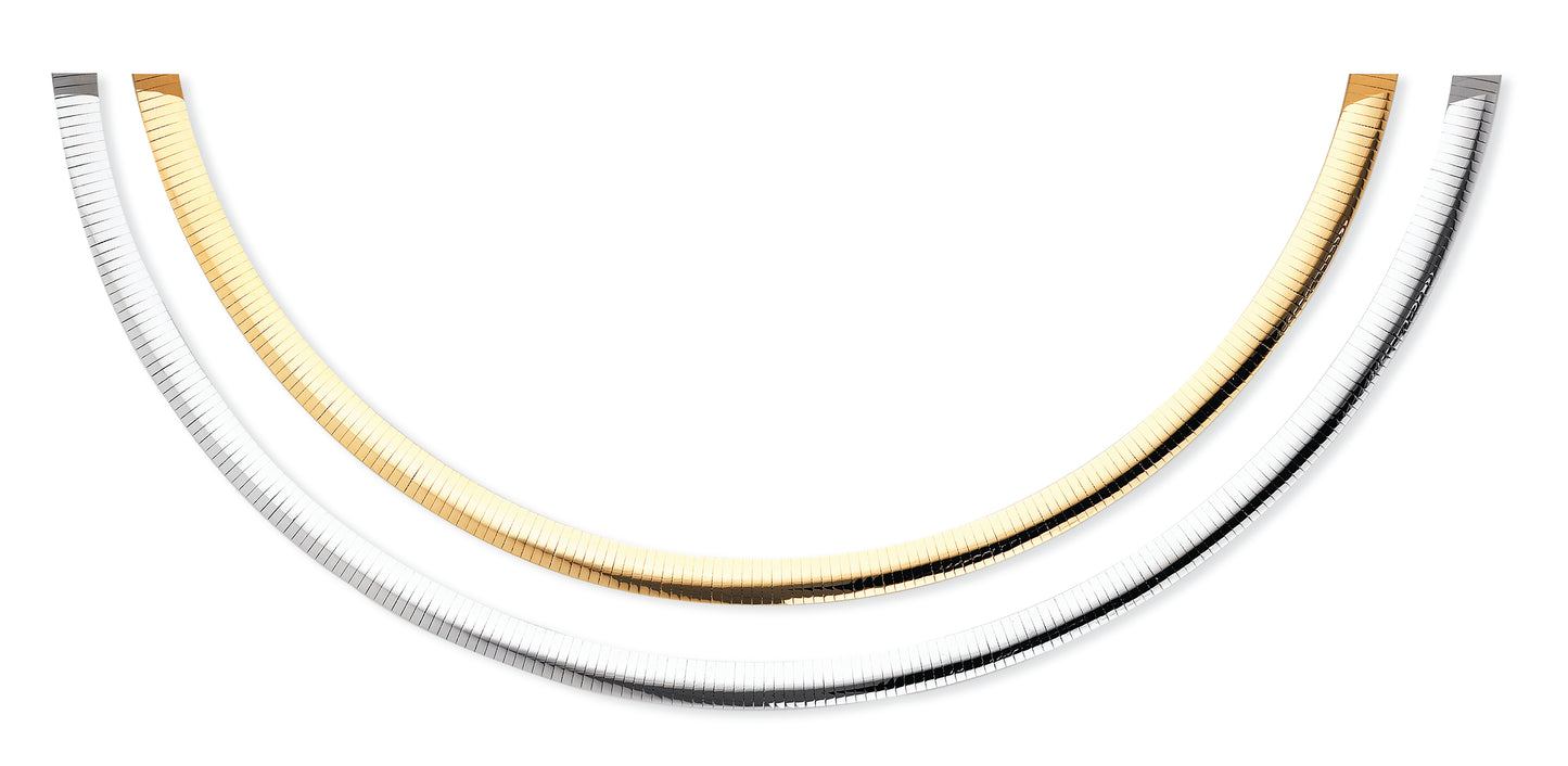 14K Gold Two-tone Reversible 8mm Omega Necklace 18 Inches