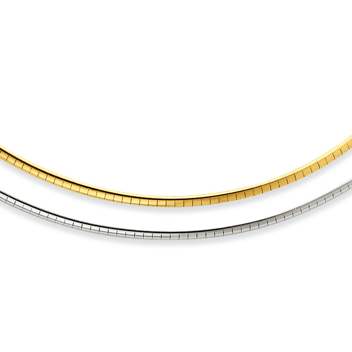 Sterling Silver & 14K Gold Gold-plated 2mm Reversible Adjustable Omega 16 Inches