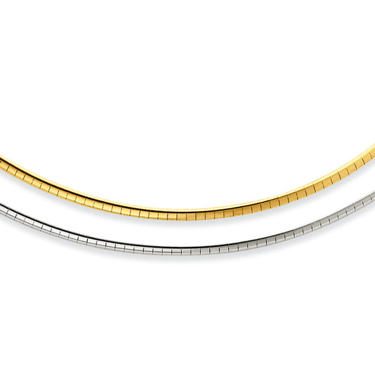 Sterling Silver & 14K Gold Gold-plated 2mm Reversible Adjustable Omega 16 Inches
