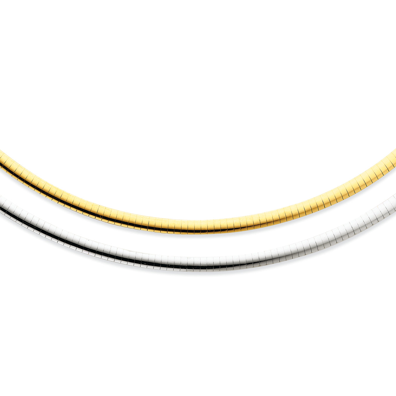 Sterling Silver & 14K Gold Gold-plated 4mm Reversible Adjustable Omega 16 Inches