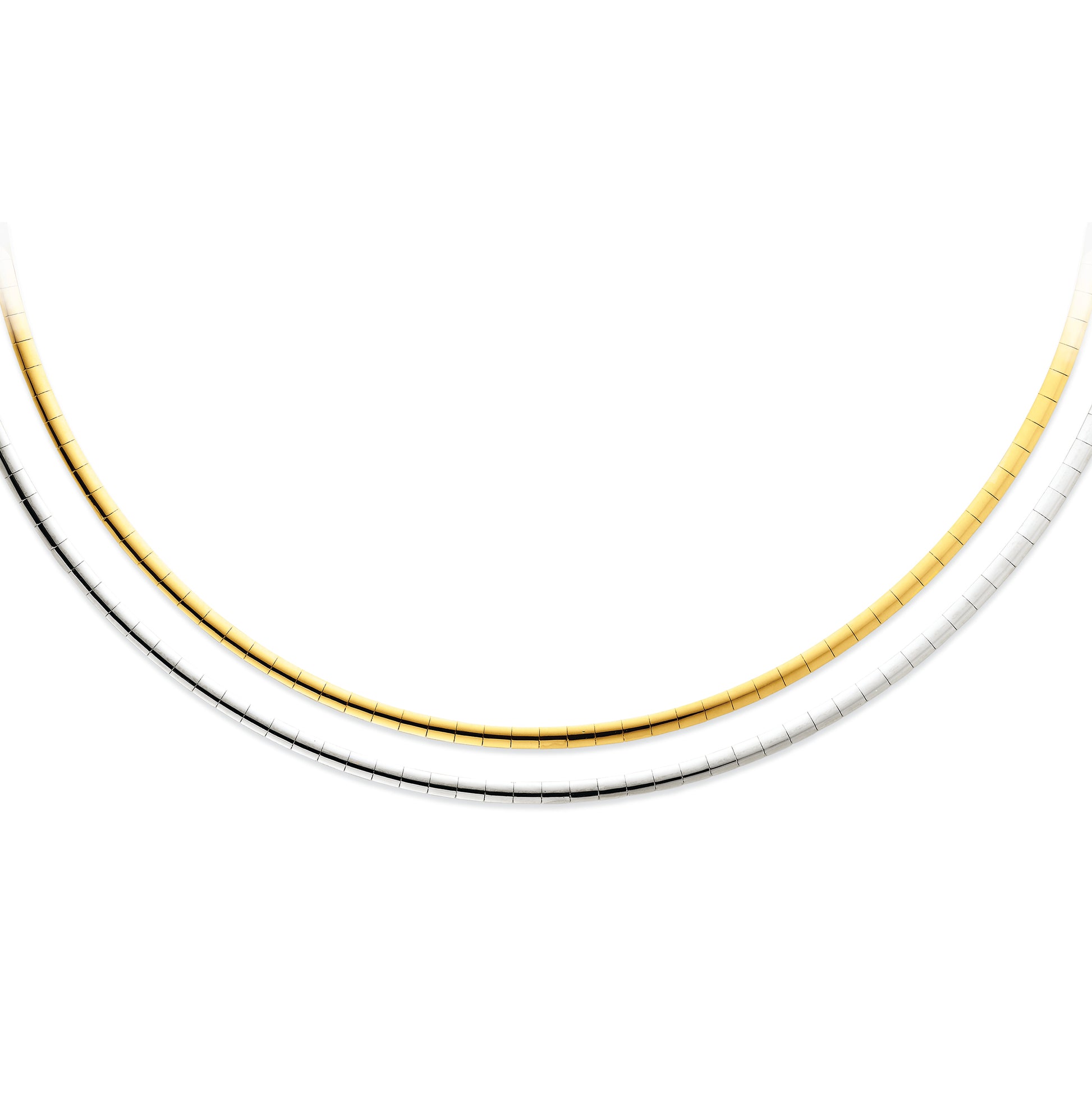 Sterling Silver & 14K Gold Gold-plated 4mm Reversible Mirror Omega 17 Inches