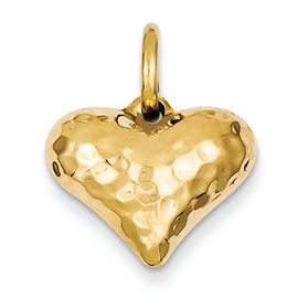 14K Gold Faceted Puffed Heart Pendant