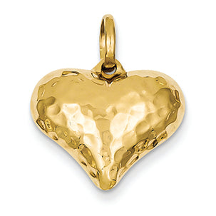 14K Gold Faceted Puffed Heart Pendant