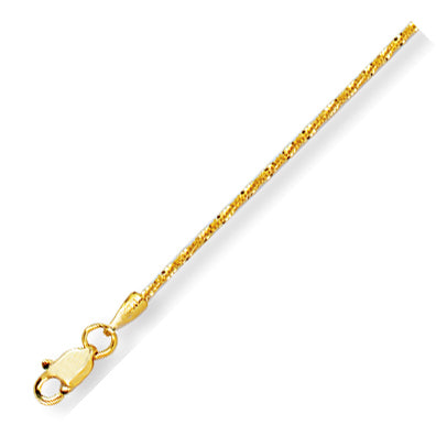 14K Solid Yellow Gold Sparkle chain 0.9mm thick 16 Inches