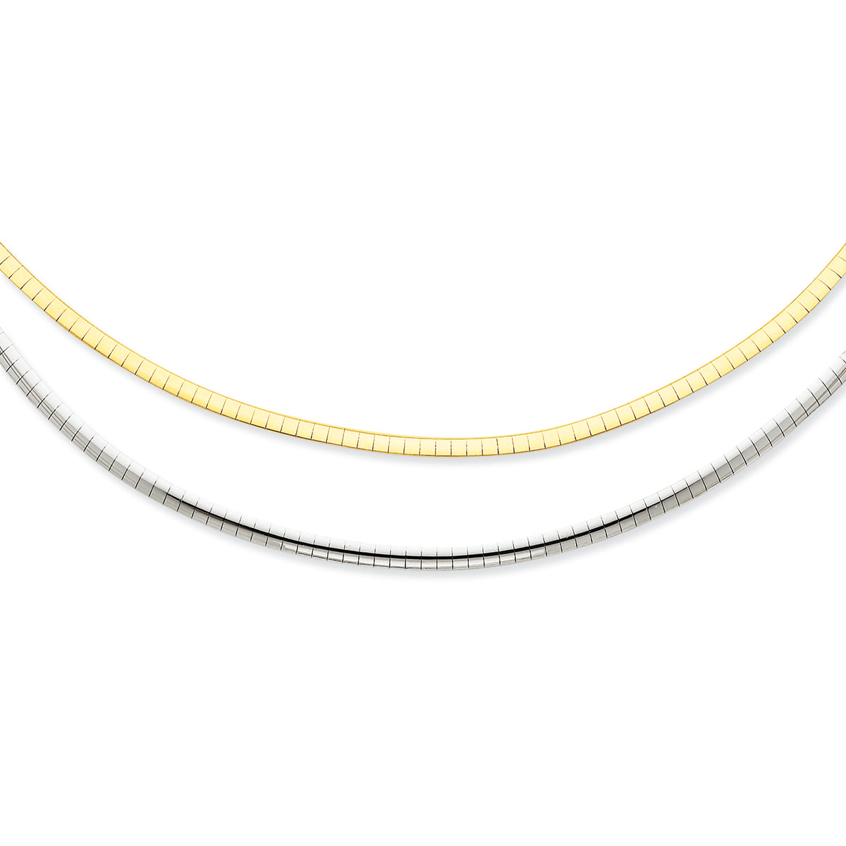 14K Gold Two-tone 2.5mm Reversible Omega Necklace 16 Inches