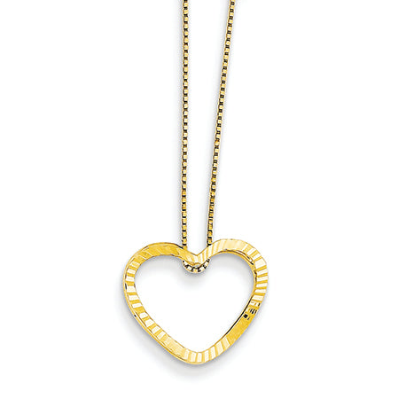 14K Gold Yellow Gold Fancy Heart Necklace 18 Inches