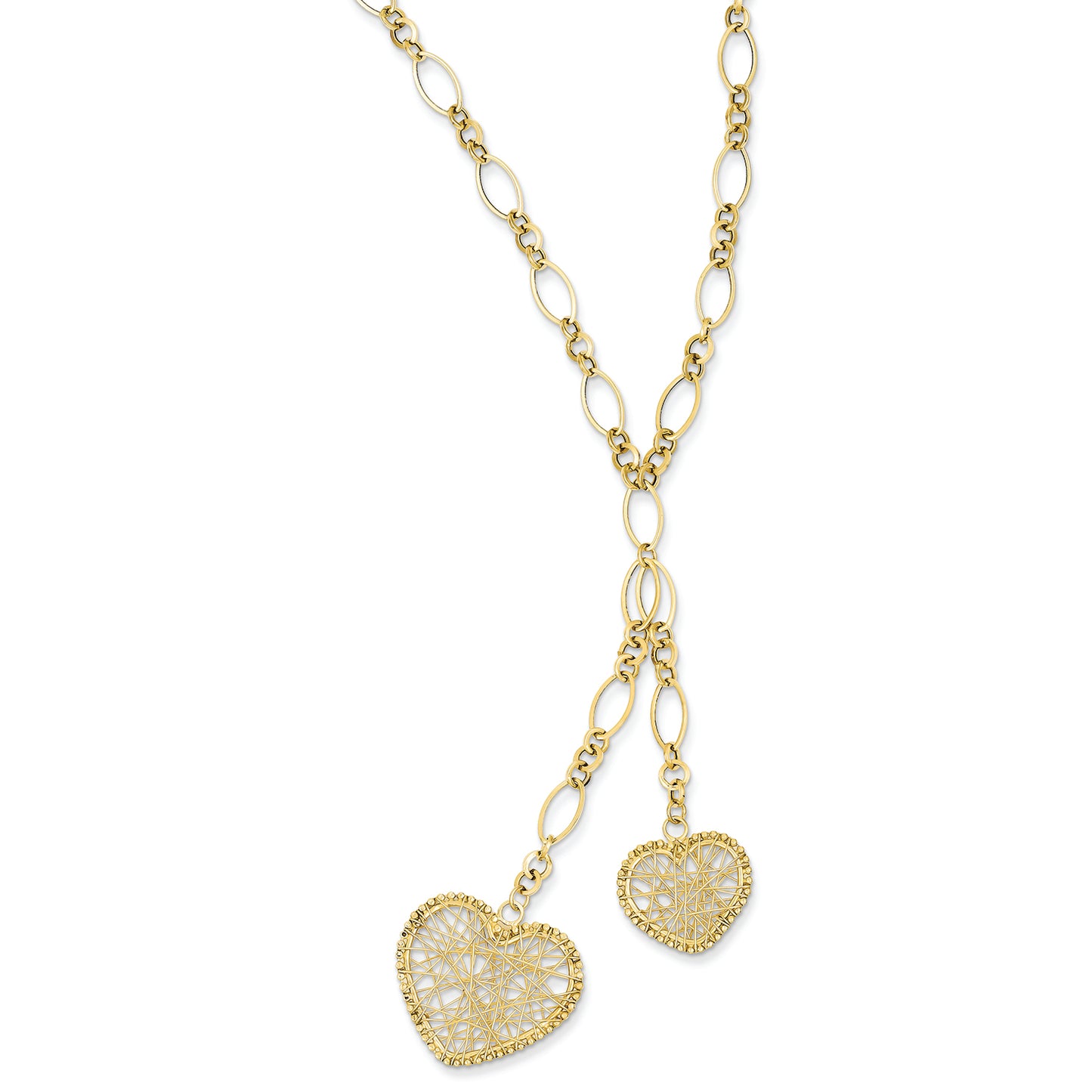 14K Gold Adjustable Heart Drop Necklace 16 Inches