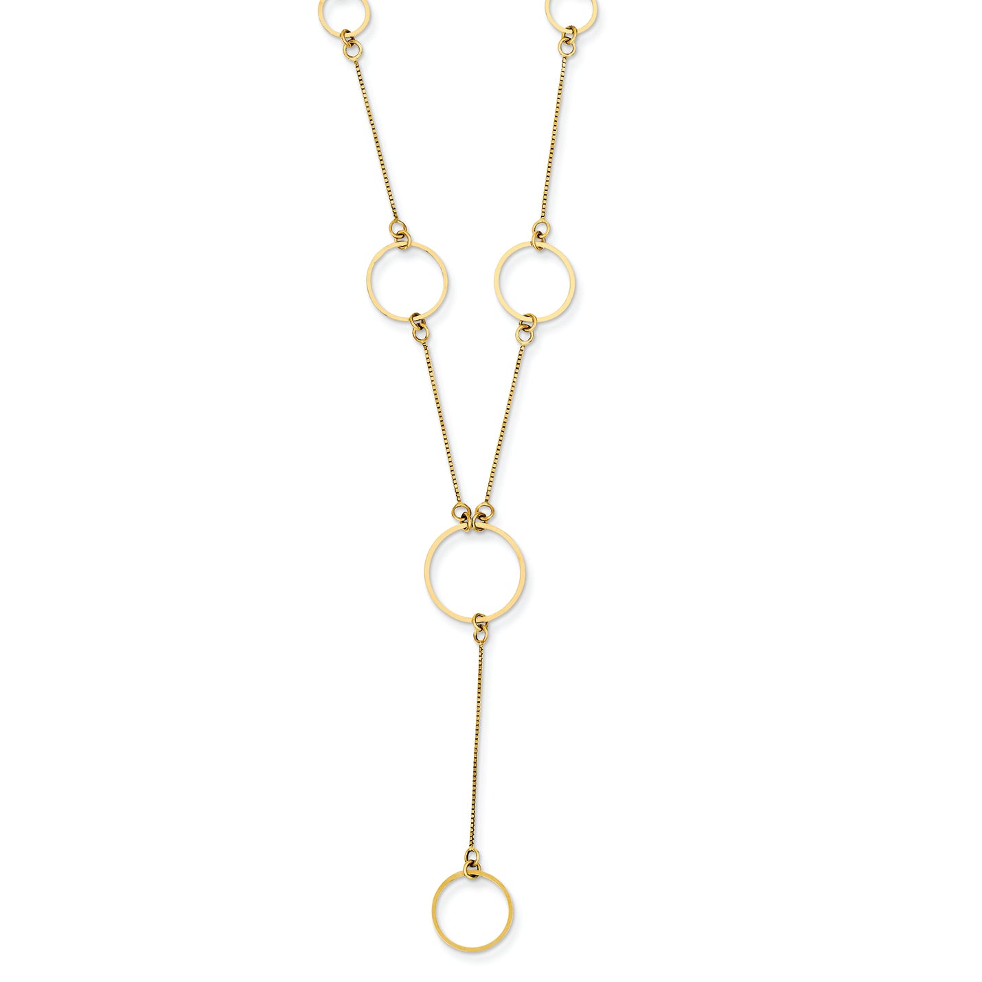 14K Gold Adjustable Circle Drop Necklace 16 Inches