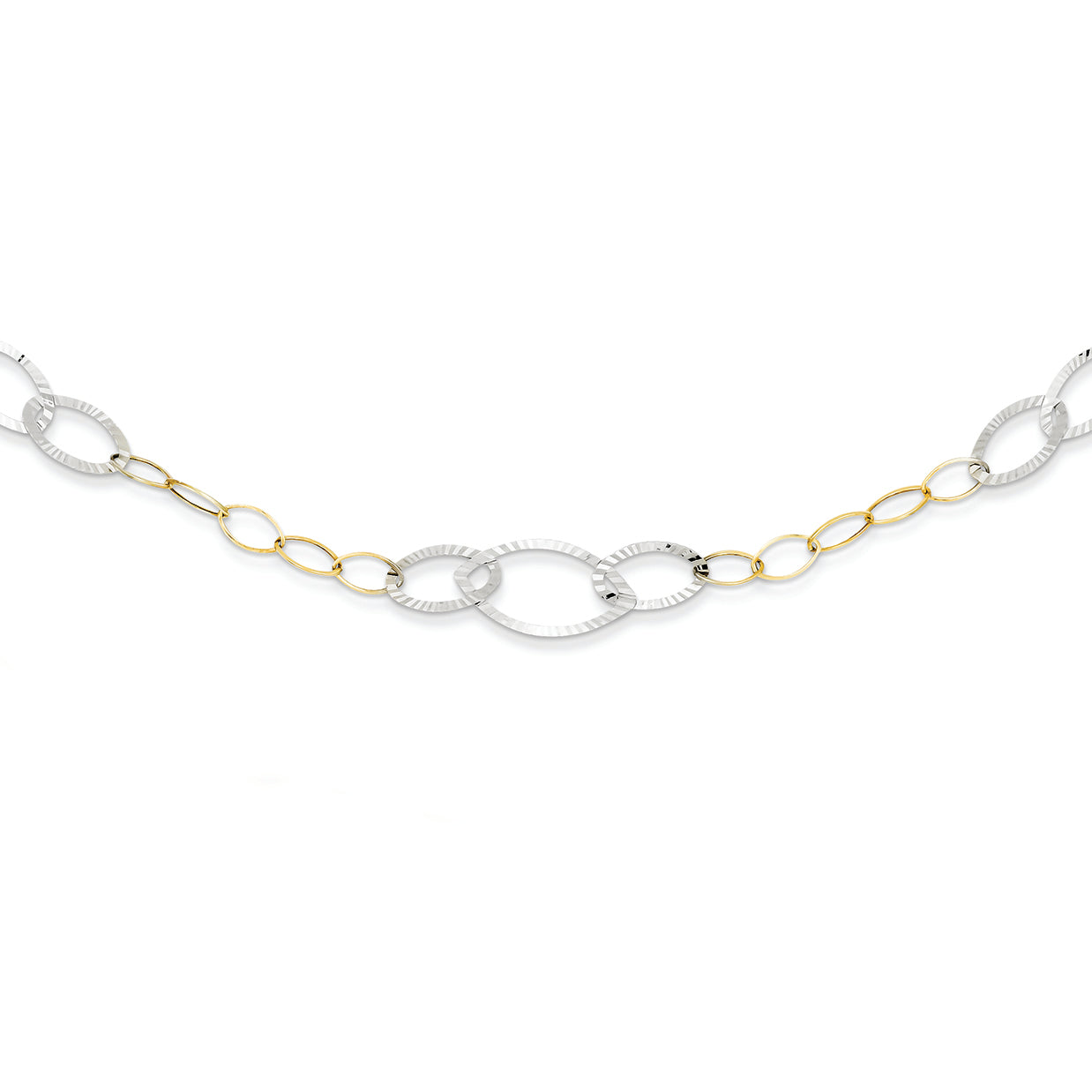 14K Gold Yellow and White Gold Necklace 18 Inches