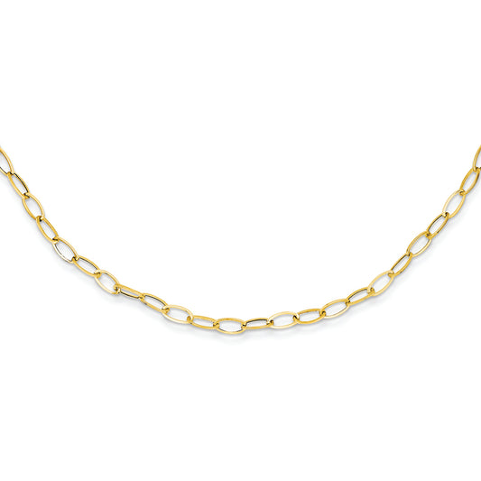 14K Gold Oval Link Necklace 18 Inches