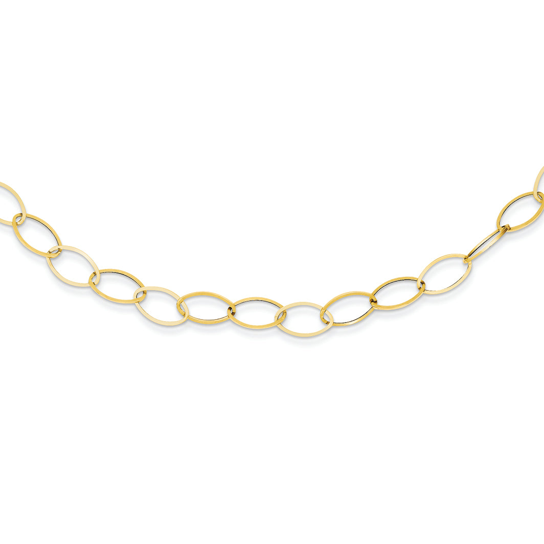 14K Gold Oval Shapes Necklace 18 Inches