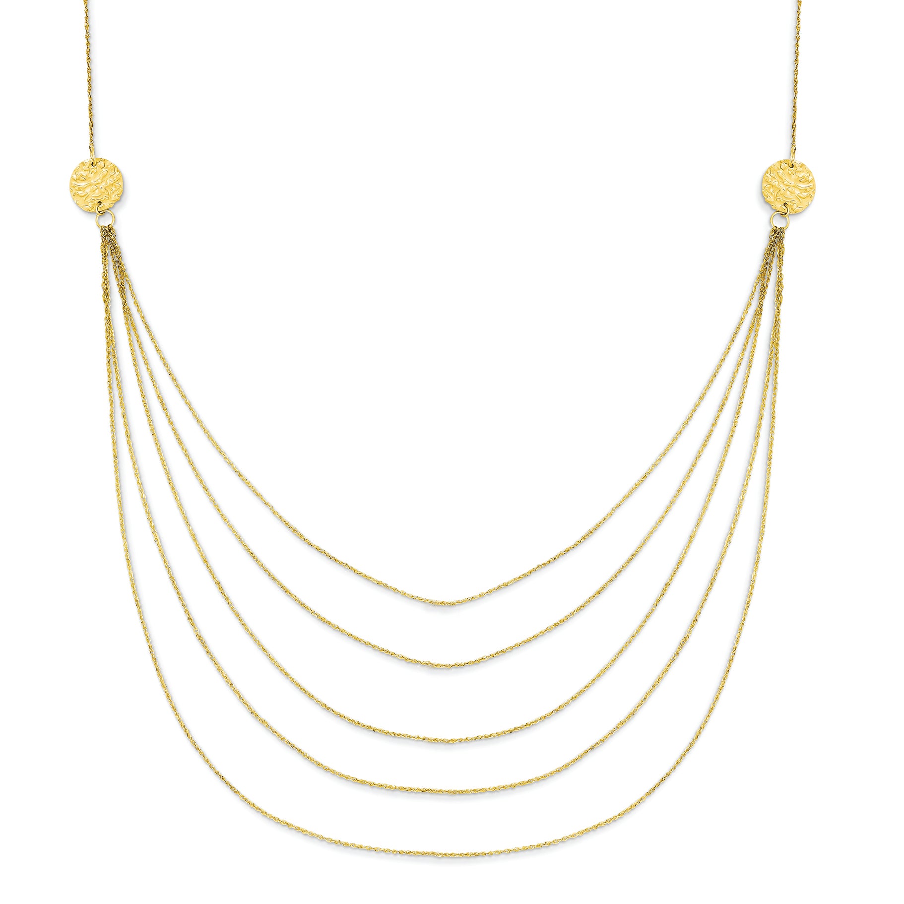 14K Gold Five Strand Necklace 18 Inches