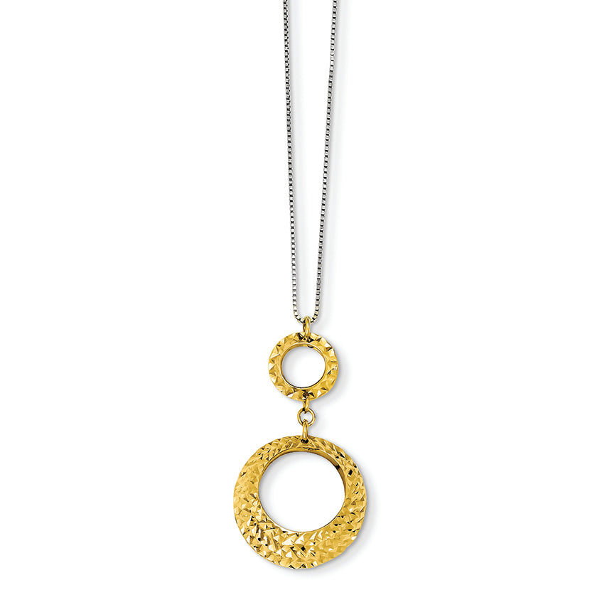 14K Gold Two-tone Puff Circles Necklace 18 Inches