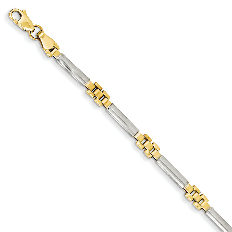 14K Gold Two-Tone Fancy Bracelet 7.25 Inches