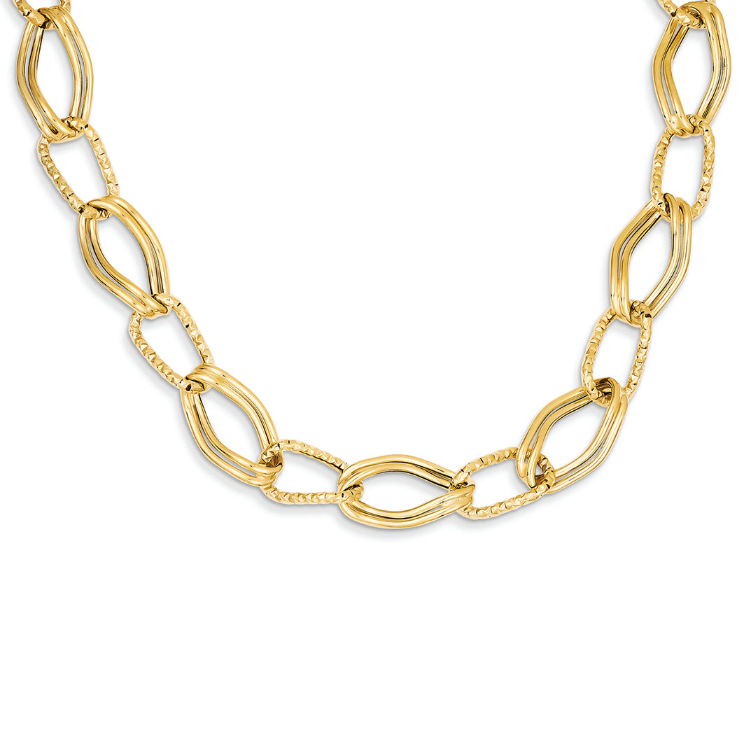 14K Gold Polished Fancy Link Chain 18 Inches