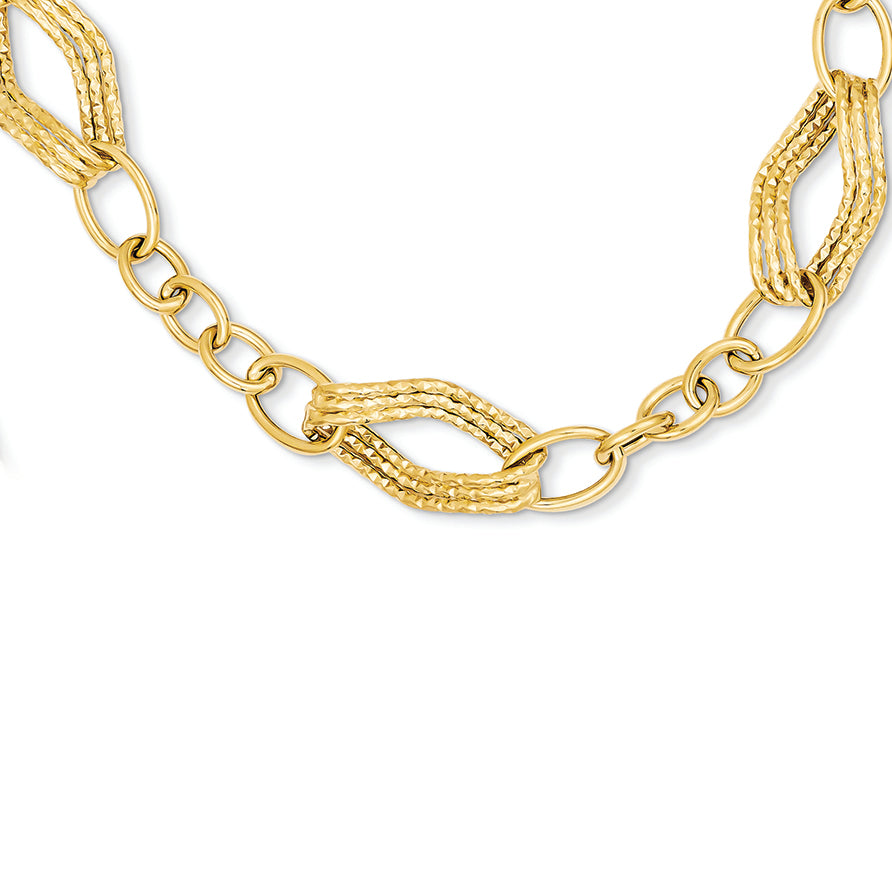 14K Gold Polished Fancy Link Chain 18 Inches