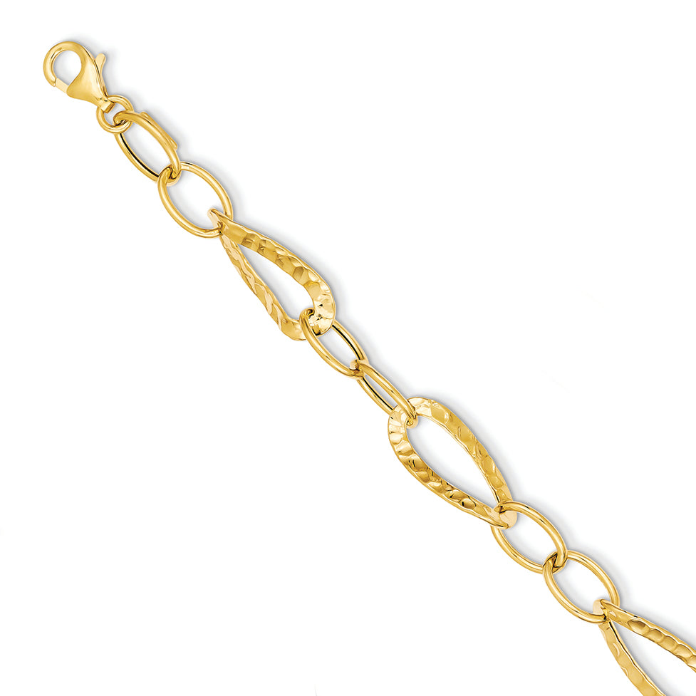 14K Gold Polished Fancy Link Chain 7.5 Inches