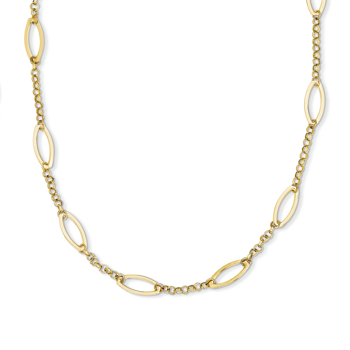 14K Gold Rolo Chain with Oval Links W/ 2in Ext Necklace 18 Inches