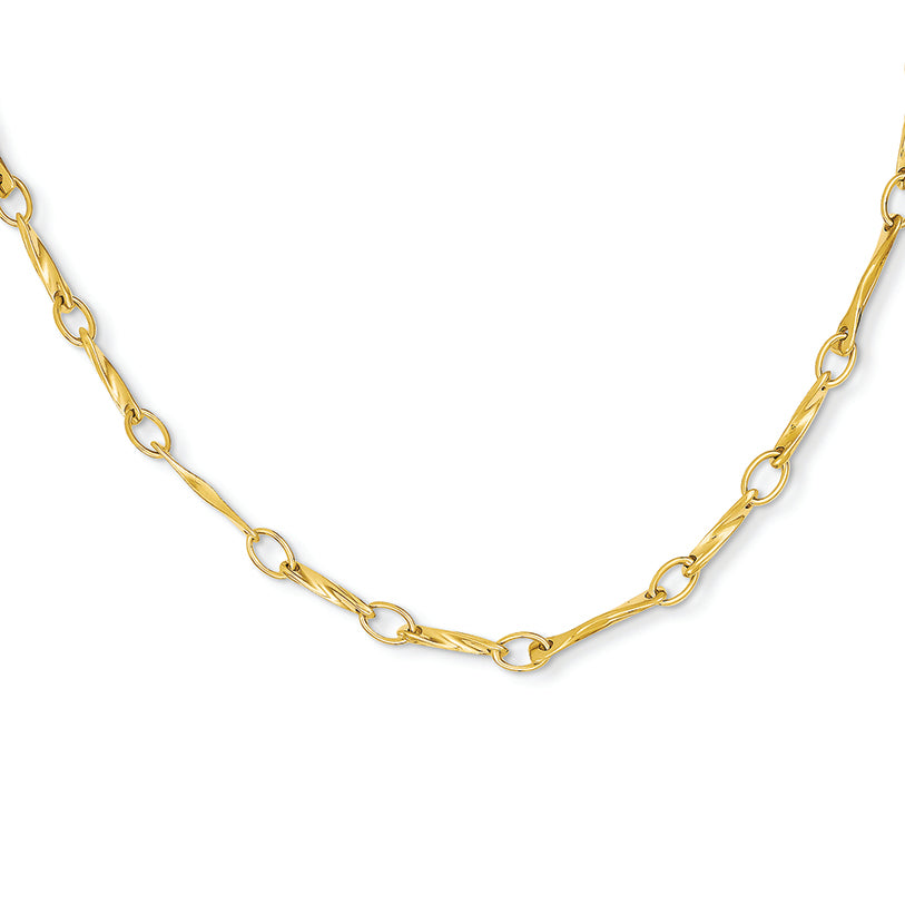 14K Gold Polished Fancy Link Chain 17 Inches