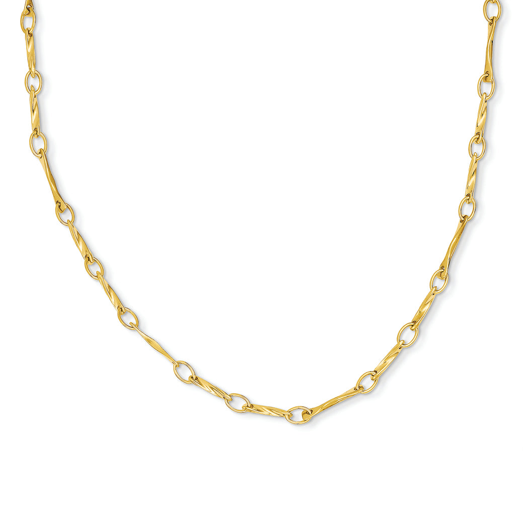 14K Gold Polished Fancy Link Chain 17 Inches