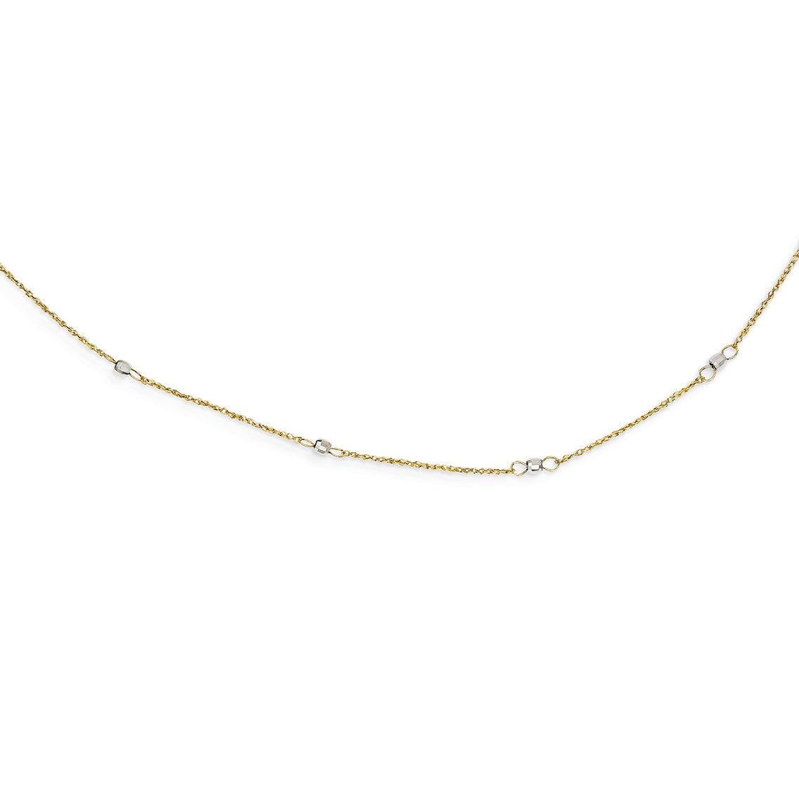 14K Gold Two-tone Ropa  Mirror Bead W/2in Ext Necklace 16 Inches