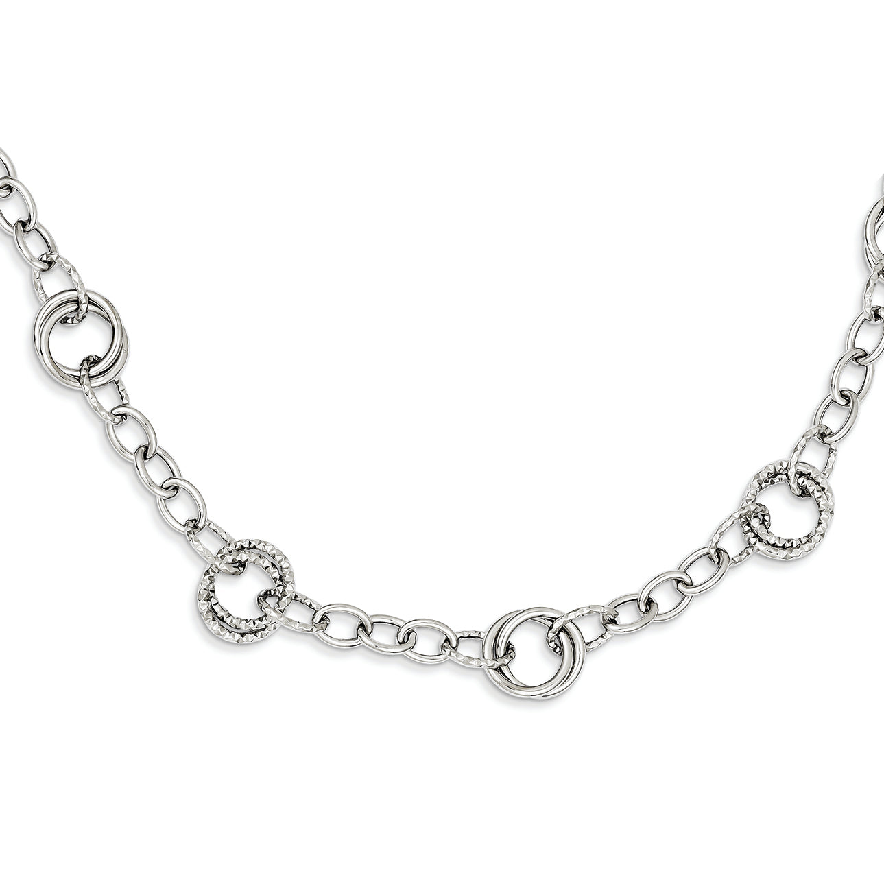 14K White Gold Polished Fancy Link Chain 18 Inches