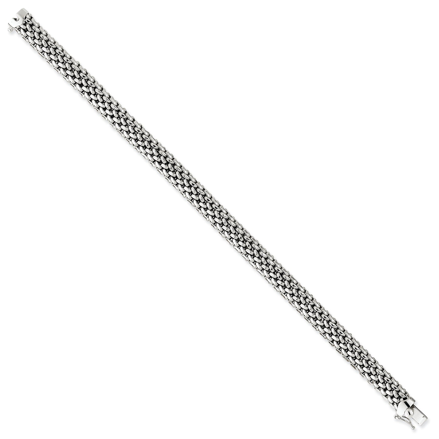 14K White Gold 7.25in 7mm Polished Mesh Bracelet 7.25 Inches